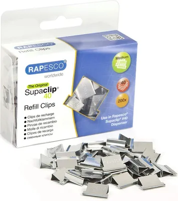 Obrázek produktu pro RAPESCO CP20040S RAPESCO Dokumentenclips Supaclip 40, Edelstahl, 200 Stück