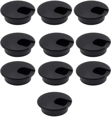 Immagine prodotto di Set per la gestione dei cavi - Plastica - Confezione da 10 pezzi - 46,5 x 46,5 x 19 mm - Uffici - Organizzatori per cavi - Chiusura a vite - Nero - Cavi per ufficio e casa - Passacavi