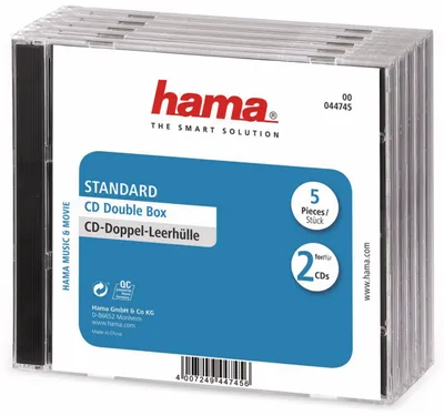 Produktbild von Hama CD Double Jewel Case Standard - etui do przechowywania płyt CD - pojemność: 2 CD - przezroczyste (opakowanie 5 szt.)