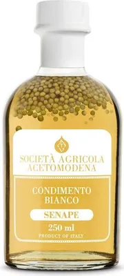 Produktbild von Condimento Bianco, Senape, Weißer Würz Essig Condiment mit Senfkörnern, 250 ml, Società Agricola AcetoModena
