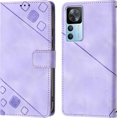 Produktbild von Hülle für Xiaomi 12T / 12T Pro / Redmi K50 Ultra Prägung Flip Leder Brieftasche Schutzhülle mit Ständer Lila