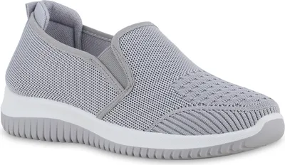 Produktbild von VAN HILL Damen Slip Ons Sportschuhe Sportliche Strick Profil-Sohle Schuhe 841705, Farbe: Grau, Größe: 38