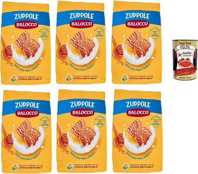 Produktbild von Balocco Zuppole Kekse zum Frühstück, Kekse mit 100% italienischer Milch 6x 350g biscuits cookies kuchen + Italian Gourmet polpa 400g