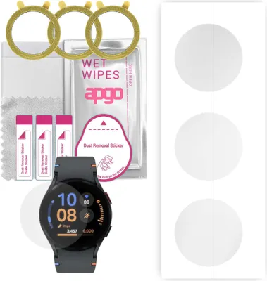 Produktbild von apgo 3 Stück Schutzfolie, klar, kompatibel mit Samsung Galaxy Watch FE (40mm) Smartwatch, Hydrogel Displayschutzfolie mit Positionierhilfe, Displayfolie, robust und kratzfest