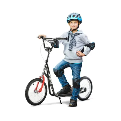 Produktbild von Kinderscooter mit Luftreifen & Handbremse Cityroller Tretroller Höhenverstellbar ab 5 Jahre Schwarz