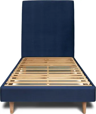Produktbild von Bett mit gepolstertem Kopfteil – Samtstoff - 90 x 200 cm