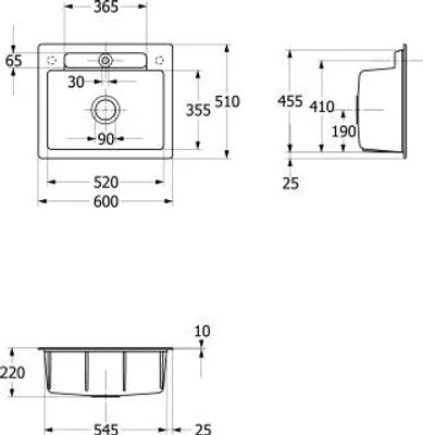 Produktbild von Villeroy & Boch 334600AM Einbauspüle Siluet 60 S 600x510mm