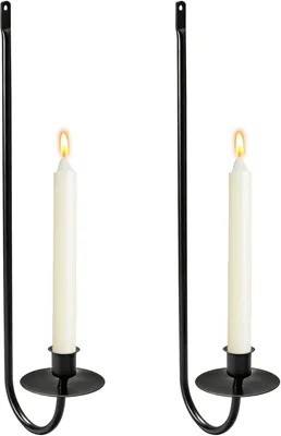 Produktbild von Wandkerzenhalter, Set aus 2, Metall-Wandkerzenhalter für schmale Kerzen, moderne Wanddekoration für Bauernhäuser
