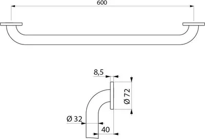 Zdjęcie produktu dla Delabie poręcz Basic D32 L600mm Edst. sat.