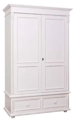 Produktbild von Casa Padrino Landhaus Stil Kleiderschrank Weiß - Kleider Schrank Shabby H 206 cm B 127 cm T 61 cm - Landhaus Stil Möbel