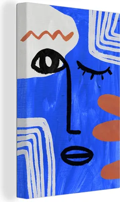 Zdjęcie produktu dla OneMillionCanvasses® - Obraz na płótnie - 90x140 cm, Twarz - Abstrakcja - Niebieski, Dekoracja ścienna - Zdjęcie na płótnie - Obraz na drewnianej ramie - Dekoracja ścienna - Sypialnia