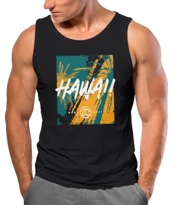 Produktbild von Herren Tank-Top Hawaii Surfing Palmen Aufdruck Sommer Print Muskelshirt Neverless® schwarz S