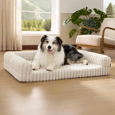 Produktbild von Orthopädisches Hundebett Groß Hunde 106x76x18cm Creme