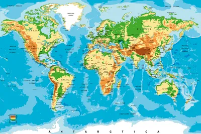 Produktbild von Fototapete - World Map 375x250cm - Vliestapete