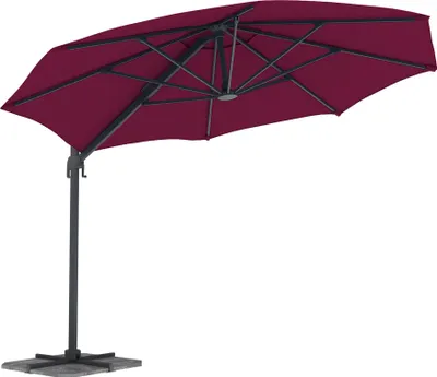 Produktbild von paramondo parapenda Ampelschirm, 3,5 m, rund, bordeaux, Gestell inkl. Standkreuz, anthrazit drehbar mit Kurbel, UV-Schutz & Neigefunktion – ideal für Garten, Terrasse & Balkon
