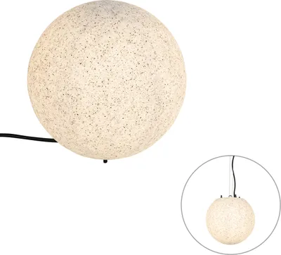 Produktbild von QAZQA - Moderne Außenleuchte I Sockelleuchte Grau 25 cm IP65 - Nura I Außenbeleuchtung - Kunststoff Kugel I Kugelförmig - LED geeignet E27