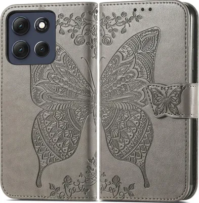 Produktbild von Motorola Moto G86 Hülle - Coverup Schmetterling Klapphülle - Taupe Grau