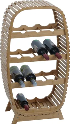 Zdjęcie produktu dla Bambusowy stojak na wino HWC-N85, stojak na 14 butelek, z certyfikatem  , 85x46x25cm