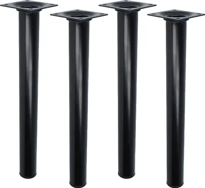 Produktbild von Schwarze Möbelbeine 4er Set rund ø 30mm Möbelfüße 300mm Tischbeine Möbelstützen M10 Gewindegang