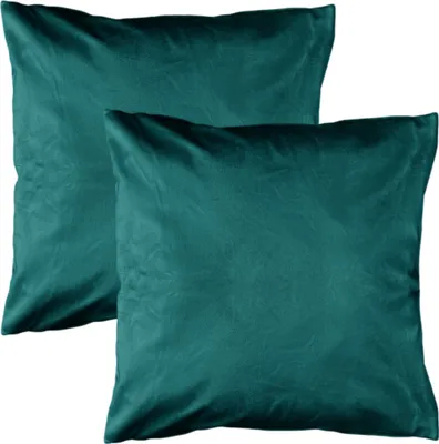 Produktbild von Doppelpack Kissenhüllen 50cm x 50cm Samt Kissenbezug Kissenbezüge Sofakissen Hülle Dekokissen Bezüge Wohnzimmer 2 Stück  Petrol