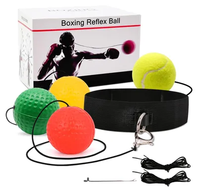 Image de JUNUNDJING : Balle de réflexe pour l'entraînement de boxe - Améliorez la coordination œil-main grâce à un bandeau