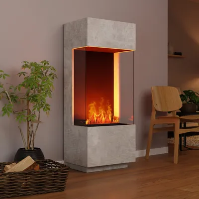 Produktbild von GLOW FIRE Elektrokamin 'OGF 1'| Wasserdampf Kamin mit OMC 400 ohne Holz in Beton als Raumteiler | HxBxT: 55x136x40 cm