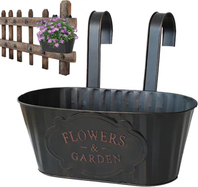 Produktbild von Geländer-Blumenkasten Metall-Blumenbehälter | Blumenkästen für Balkon, Terrasse, & Garten für Hausbesitzer, Gärtner, Wohnung, Balkon, Terrasse, Patio,, Garten, Hof, Park