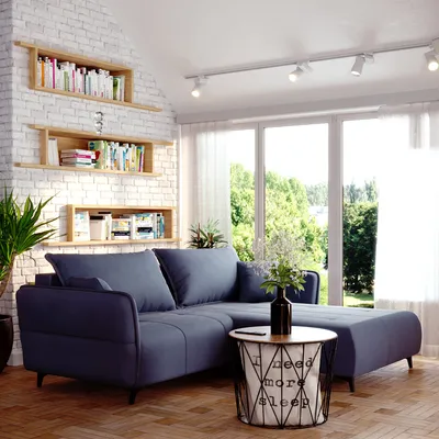 Produktbild von Ecksofa ISABELL mit Schlaffunktion und Bettkasten L-Sofa Couch mit schwarzen F en Couchgranitur Schlafsofa in L-Form mit Ottomane Polsterecke Polstergarnitur Wohnzimmer (dunkelblau)