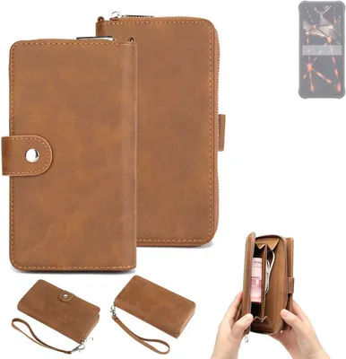 Produktbild von K-S-Trade Handyhülle Schutzhülle kompatibel mit Cubot KingKong 8 & Portemonnee Tasche Handytasche Case Etui Geldbörse Wallet braun (1x)