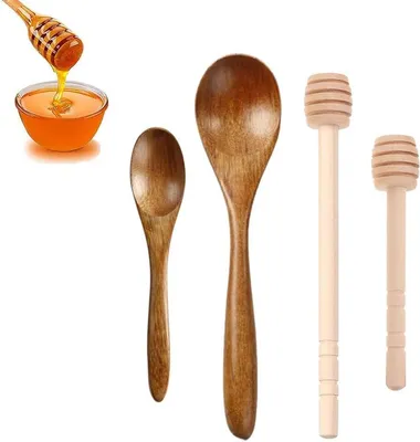 4 Stück Honiglöffel Honigrührer mit Honiglöffel für Honigtopf | Perfekt für Thanksgiving, Hochzeit und Taufzeremonie