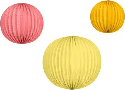 Image de Set de lampions en papier, orange, rose, jaune (1 paquet / 3 pièces)