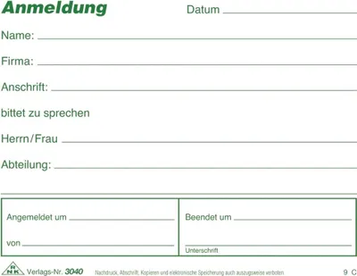 Produktbild von Besucher-Anmeldung - Block 50 Blatt DIN A6 quer. Packung mit 10 Stück
