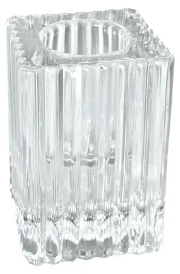 Glas-Kerzenhalter, transparent, 4x4x6 cm, für Stabkerzen
