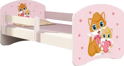 Obrázek produktu pro Postel pro mladé ACMA dětská postel junior kompletní sada s roštem a matrací s ochranou proti vypadnutí bílá 33 kočiček 180x80
