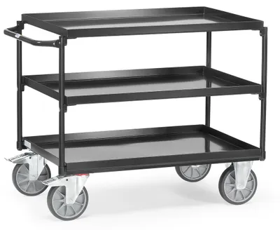 Produktbild von Fetra Tischwagen mit Stahlblechwannen 3 Etagen 1000x600mm Ladefläche Grey Edition