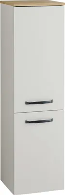 Produktbild von pelipal Midischrank QUICKSET 500, 2 Türen, Soft-Close, 3 Glas-Einlegeböden, Kaschmir/Schwarz matt, Riviera Eiche Holznachbildung