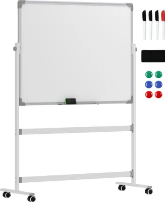 Produktbild von Whiteboard mobil 120 x 90 cm – magnetisch, doppelseitig, drehbar, mit Rollen