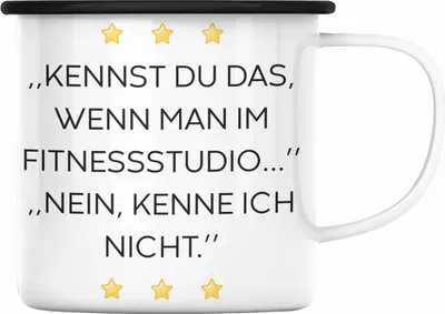 Produktbild von Trendation - Lustige Emaille Tasse mit Spruch für Frauen Männer Arbeit Büro Lustig Emaille Tassen Becher mit Sprüchen Kollegin Geschenk Sarkasmus Fitness (Schwarz)