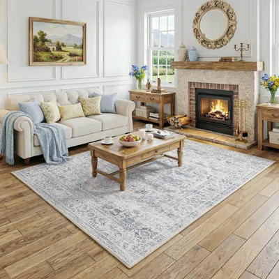 Produktbild von Teppich Waschbar Vintage Blau 160x230 cm