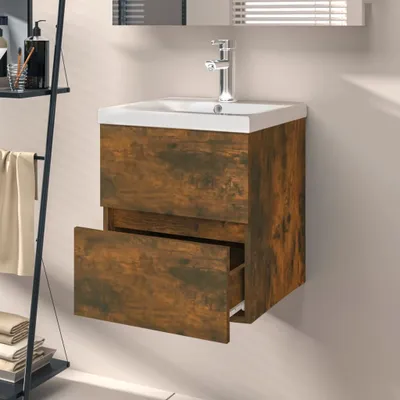 Produktbild von "im Sonderangebot" Waschbeckenunterschrank - CLORIS - Badezimmerschrank - schlichte Design - Räuchereiche 41x38,5x45cm Holzwerkstoff - DEMöbel3344300