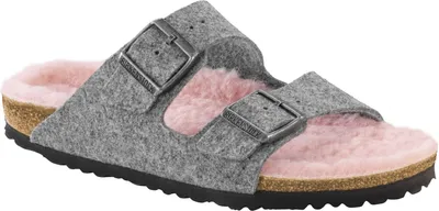 Produktbild von Birkenstock Arizona Damen - Herren Pantolette happy lamb Wollfilz , Farbe:anthrazit happy lamb black, Größe:46, Weite:Schmal
