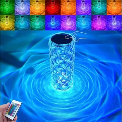 Produktbild von diamantová lampa s automatickým zamykáním, křišťálová dotyková stolní lampa, 16 změn barev, růžové LED světlo, křišťálová diamantová stolní lampa, LED