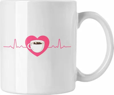 Produktbild von Trendation - Kaffeetrinker Geschenk Kaffee Herzschlag Grafik Geschenkidee Kollegin Kollege Arbeit (Weiß)