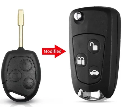 Immagine prodotto di Custodia chiave auto trasformabile tipo pacco, Techstar, compatibile con Ford Mondeo, Focus, Fiesta, 3 pulsanti modificato