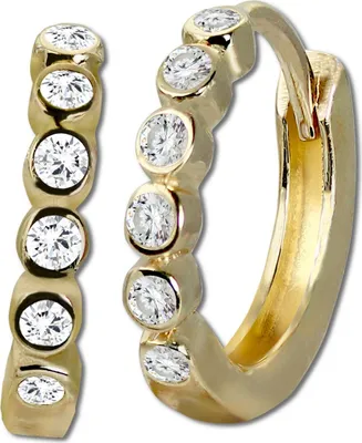 Image de GoldDream or blanc Créoles Zirconia Femmes 333 or jaune Boucles d'oreilles GDO5628Y