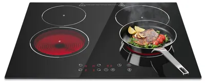 Produktbild von Einbaukochfeld - Induktionskochfeld - 4 Kochzonen 6000 W 60 cm - Touch-Bedienung 9 Stufen - Timer 1–99 min - Restwärmeanzeige - Kindersicherung - Schwarz