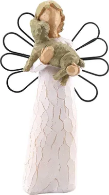 Image de Figurine d'ange pour chien Unyqoos® en résine – figurine commémorative peinte à la main, « Ange de l'amitié », 12,9 × 3 cm, cadeau de souvenir et de deuil pour la perte d'un animal de compagnie