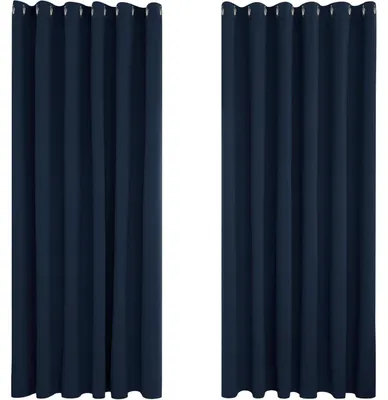 Obrázok produktu pre Záclony zatemňovacie, nepriepustné svetlu, s tepelnou ochranou, sada 2 kusov, 229x229 cm, tmavomodrá