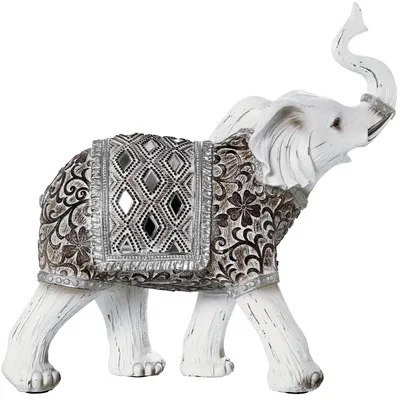 Produktbild von Figur Elefant aus weißem Kunstharz, 26,5 x 9,5 x 25,5 cm