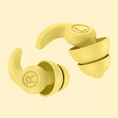 Image de 1 paire d'embouts en silicone, jaune, réutilisables, réduction du bruit, insonorisant, parfait pour le sommeil et l'isolation phonique, 3ème génération